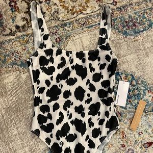 Reformation cow print swimsuit/body suit
